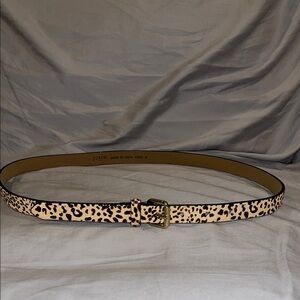 J.Crew Italian Calf Hair & Leather Cheetah Belt Women’s Medium Gold Buckle